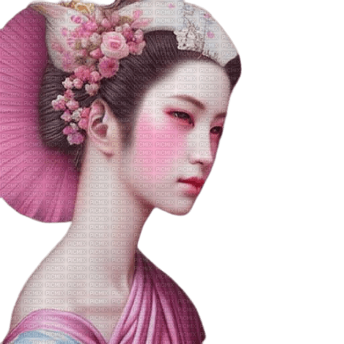kikkapink pink geisha oriental woman - ilmainen png