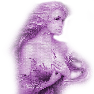 Y.A.M._Fantasy woman girl  purple - PNG gratuit