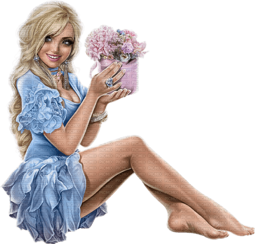 Woman with flowers. Easter. Spring. Leila - png gratis