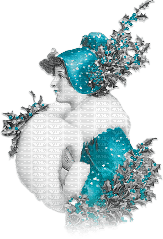 soave woman vintage christmas winter branch holly - безплатен png
