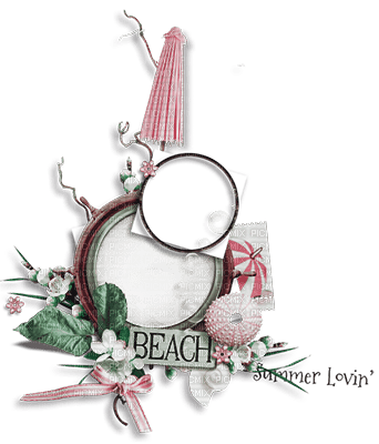 SOAVE DECO SUMMER BEACH SCRAP  text pink green - PNG gratuit