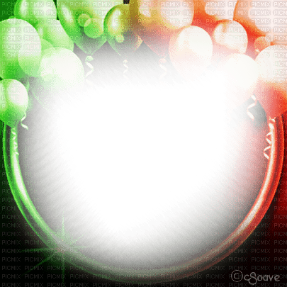 soave frame circle birthday balloon red green - 免费PNG