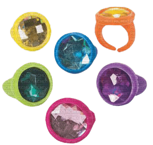 colorful gem rings - nemokama png