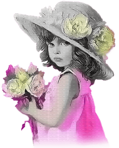 soave children girl vintage flowers hat spring - ücretsiz png