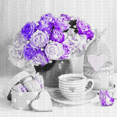 soave background animated  coffee flowers vase - Ücretsiz animasyonlu GIF