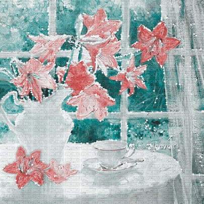 soave background animated flowers spring  lilies - Nemokamas animacinis gif