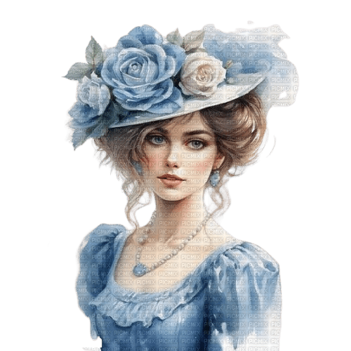 Femme vintage en bleu - png grátis