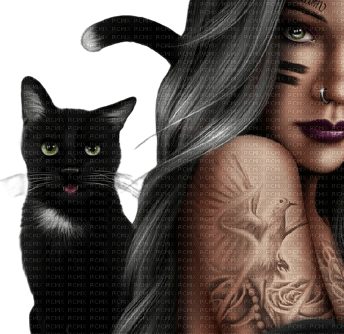 dolceluna woman face with cat - png grátis
