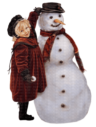 Kaz_Creations Child Girl Snowman - безплатен png