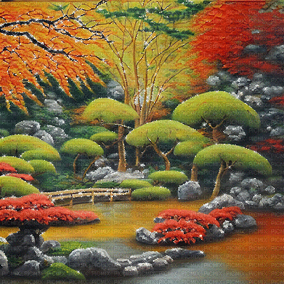 kikkapink  oriental japanese garden background - Darmowy animowany GIF