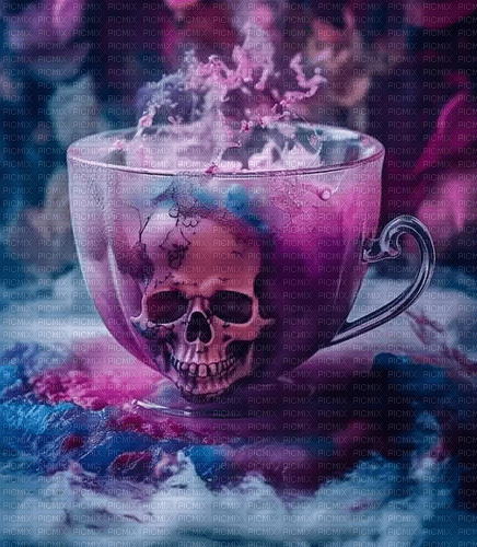 Skull tea cup - nemokama png