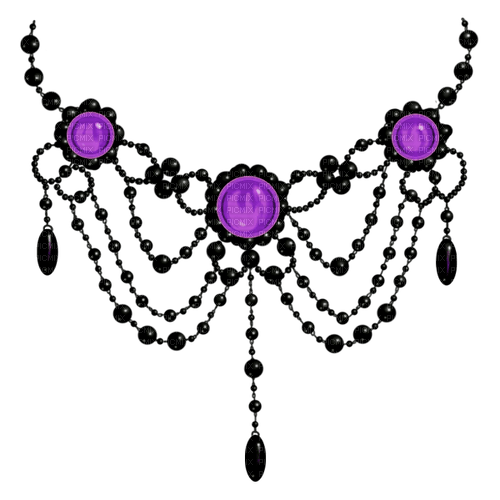 Gothic.Choker.Necklace.Black.Purple - PNG gratuit