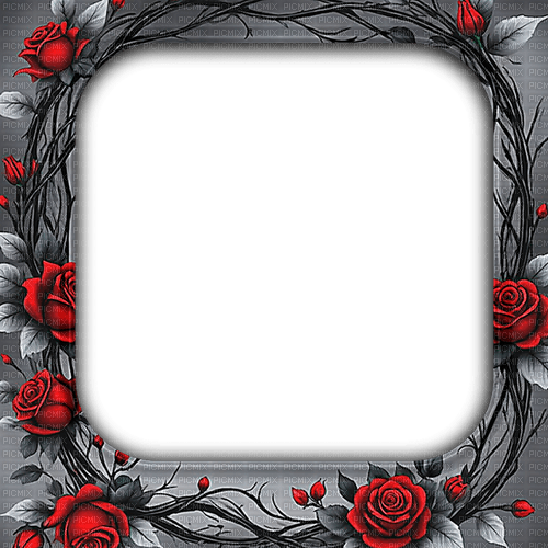 ♡§m3§♡ gothic red roses frame grey - безплатен png