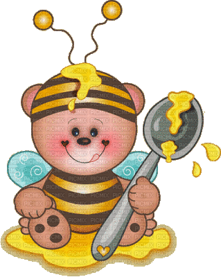 Kaz_Creations Cute Cartoon Love Bees Bee Wasp Bears - Zdarma animovaný GIF