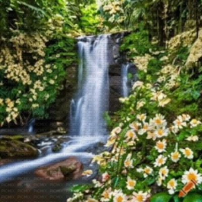 Waterfall with Vanilla Flowers - ilmainen png