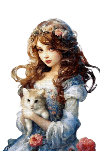 loly33 femme vintage chat - darmowe png