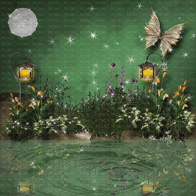 Fond Irena gif deco glitter papillon paysage - 無料のアニメーション GIF