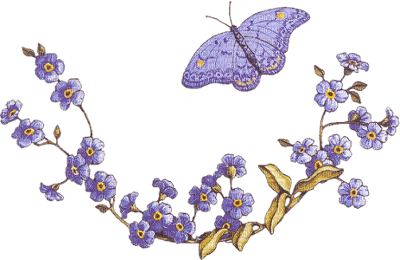 butterfly with flowers - ücretsiz png
