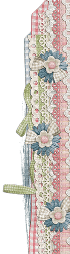 Border Shabby Lace Flowers Bows Gingham - png ฟรี