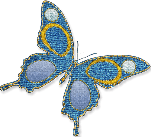 Butterfly Jeans Blue Yellow - Bogusia - zdarma png