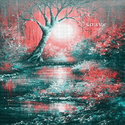 soave background animated fantasy forest pink teal - Безплатен анимиран GIF