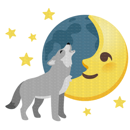 Emoji Kitchen wolf howling at moon - png gratuito