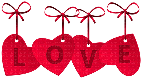 Hanging.Love.Text.Hearts.Red - ücretsiz png