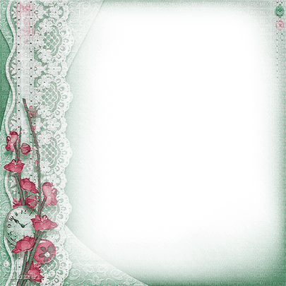 soave frame vintage lace flowers  pink green - 無料png