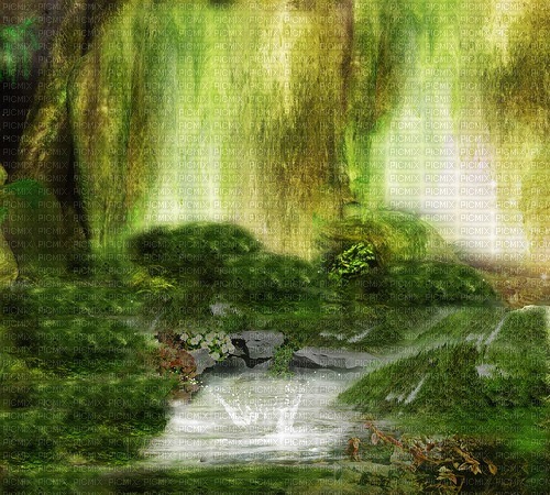green forest background painting - Free PNG
