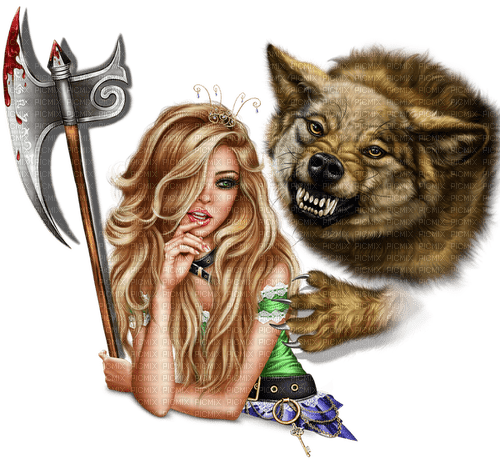 woman and wolf by nataliplus - 無料png