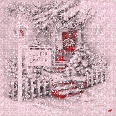 fondo puerta roja navidad gif  dubravka4 - Bezmaksas animēts GIF
