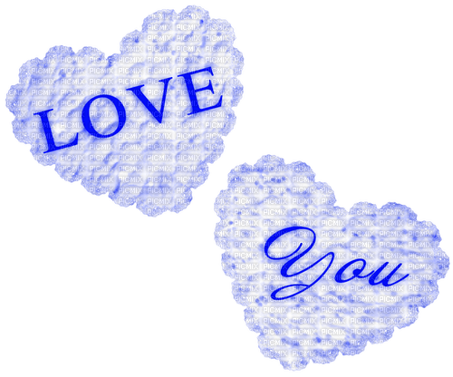 Hearts.Text.Love.You.Blue - PNG gratuit