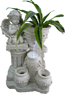 Statue mit Brunnen - PNG gratuit