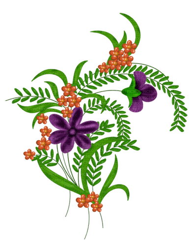 Fleur Violet Orange Vert!:) - darmowe png