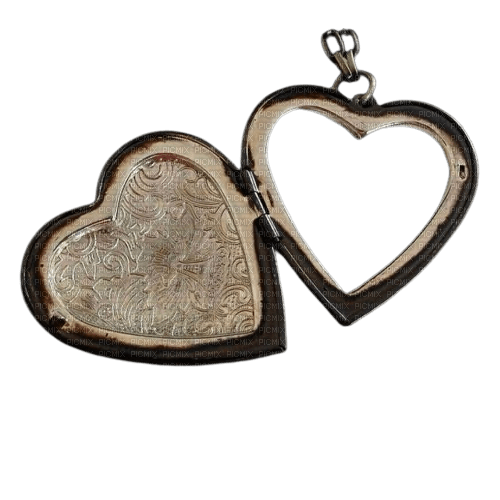 vintage old heart locket worn - ücretsiz png