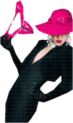 Kaz_Creations Woman Femme Shoes Black Pink - PNG gratuit