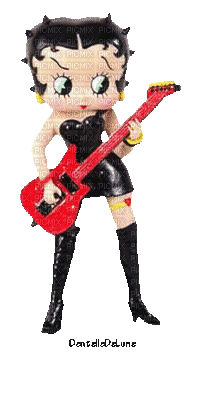 Betty qui joue de la guitare - GIF animé gratuit