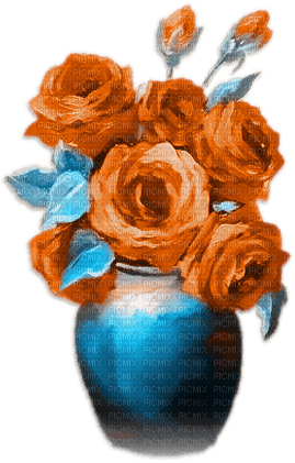 soave deco flowers    vase rose  blue orange - png ฟรี
