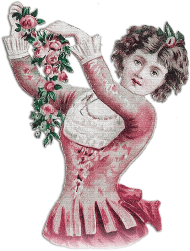 soave woman vintage spring victorian flowers rose - 免费PNG