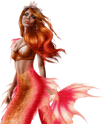 pink orange mermaid - Free PNG