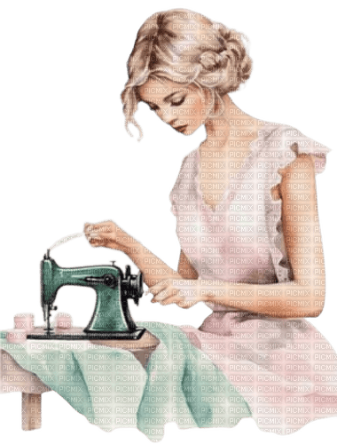 frau, woman, femme, vintage, schneiderin, sewing - 免费PNG