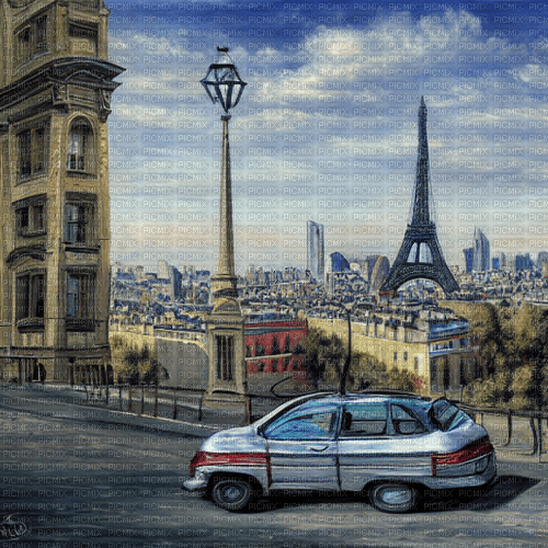 kikkapink paris painting city car - png grátis