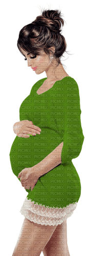 Pregnant woman. Green. Leila - δωρεάν png