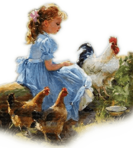 Rena Vintage Child Kind Tiere Hühner - Free PNG