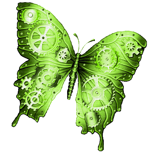 Steampunk.Butterfly.Green - By KittyKatLuv65 - Besplatni animirani GIF