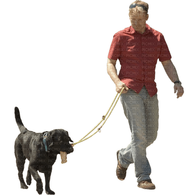 Kaz_Creations Man With Dog - png gratis