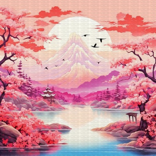 asian oriental landscape background - бесплатно png