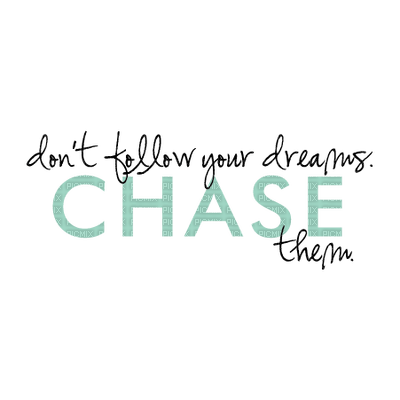 Kaz_Creations Logo Text Don't Follow Your Dreams.Chase Them - png gratis