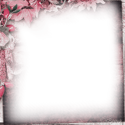 soave frame autumn leaves vintage paper pink green - PNG gratuit