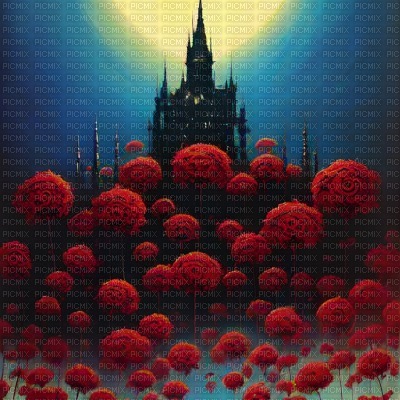 Castle with Red Roses - gratis png